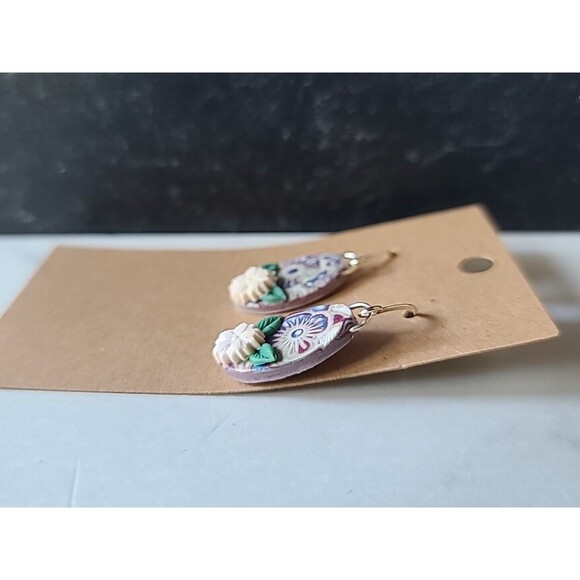 Polymer Clay Floral Dangling Earrings New - Picture 6 of 10